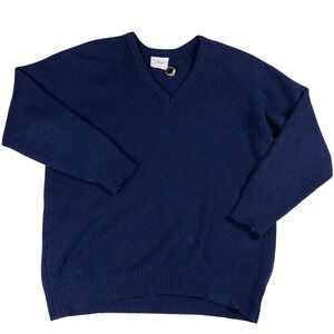 St. James Lambswool V-Neck Sweater Mens XL Navy Good Vintage 100% Wool Australia